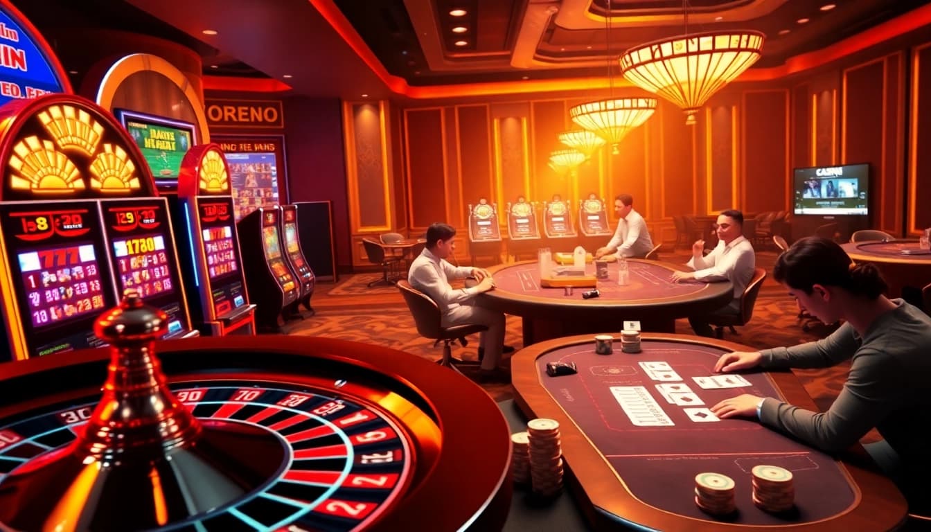 Experience the thrilling atmosphere of trang chủ 68WIN with players at a lively casino table.