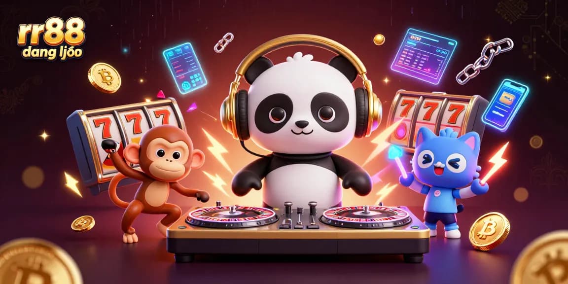 Engage with rr88 đăng nhập featuring a lively scene of characters in a casino setting.