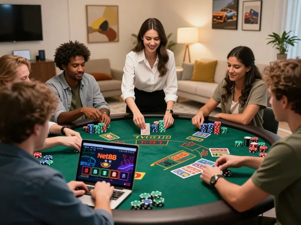 Players engage in live dealer blackjack at net88, showcasing vibrant action and strategic gaming