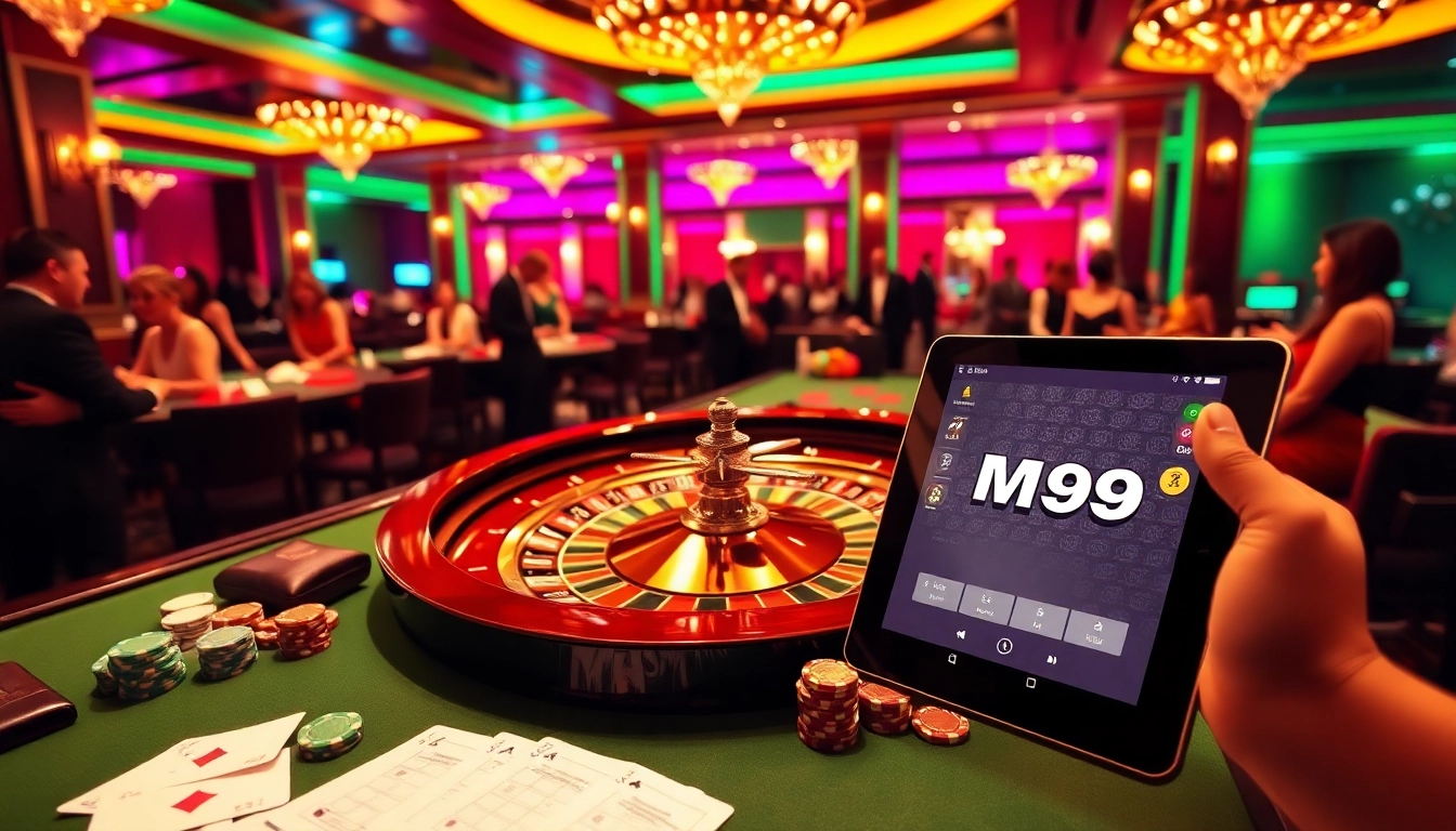 MM99 players enjoying a thrilling gaming experience at a luxurious casino table.
