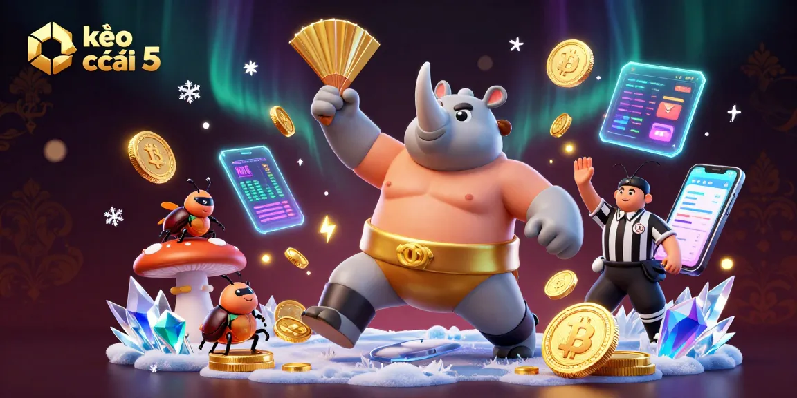 Experience dynamic action with kèo nhà cái 5 featuring a powerful sumo beetle champion amidst flying gold coins.