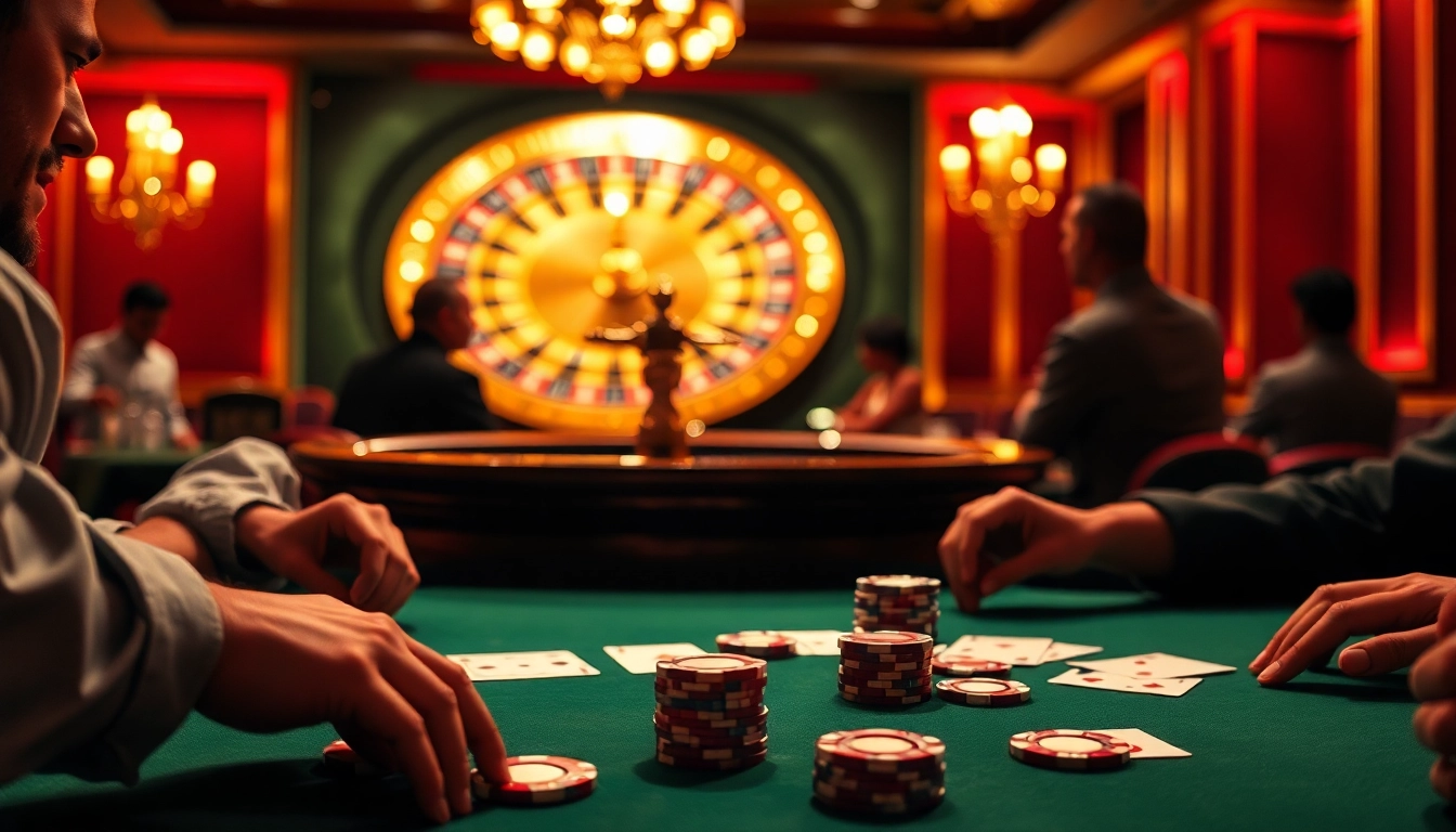 A poker player celebrating a winning hand at 13 Win casino, showcasing vibrant chips and cards.