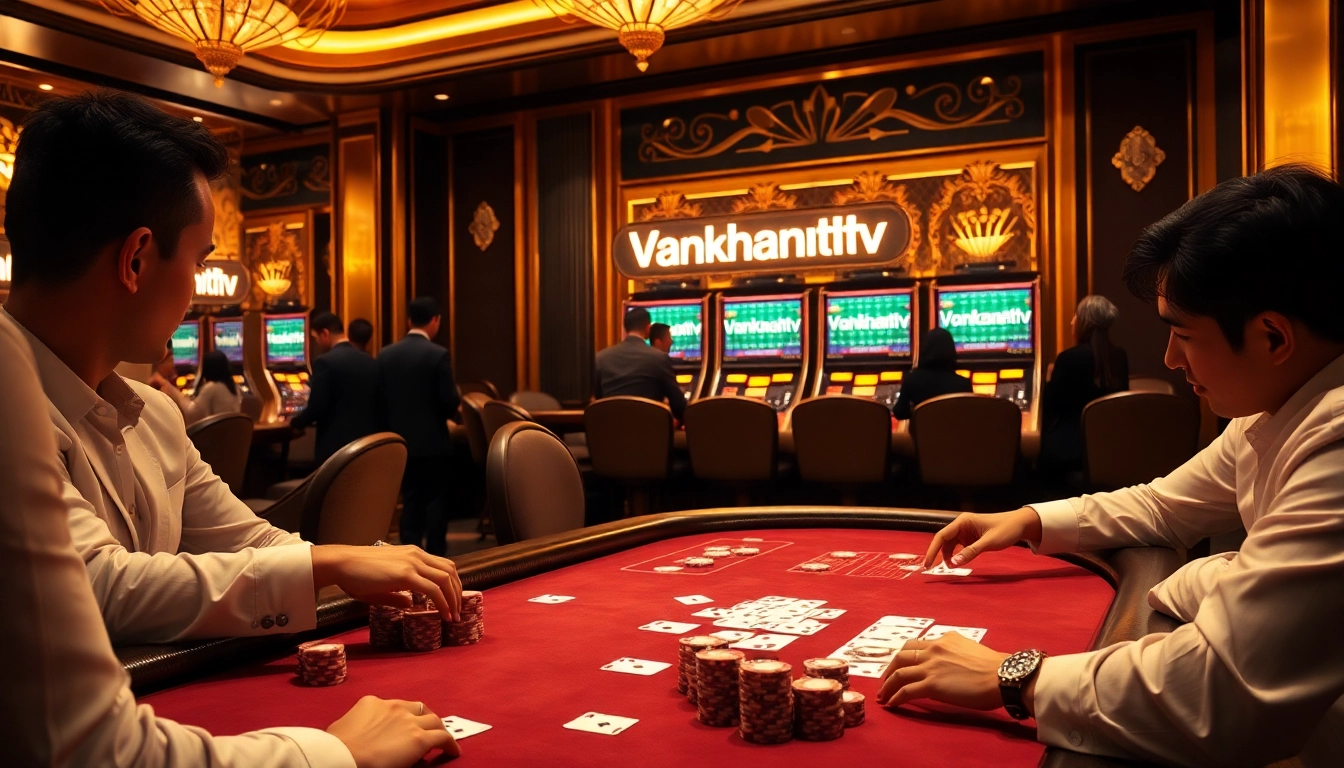 Experience thrilling gameplay at Vankhanhtv with lively poker action and luxurious casino elements.