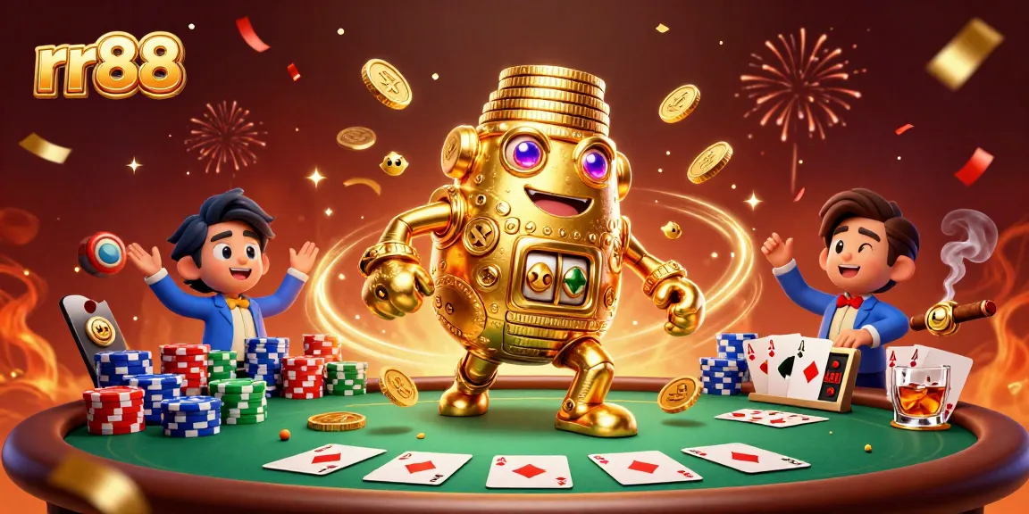 Experience exhilarating gaming adventures at rr88 with a vibrant casino-themed illustration.