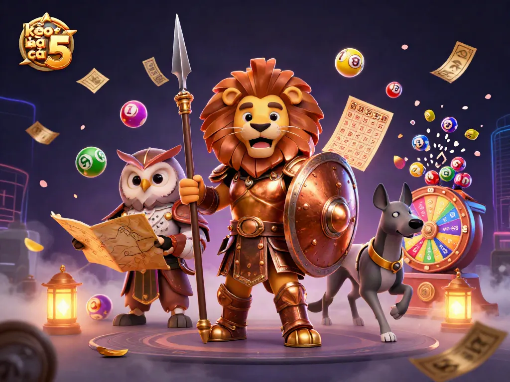 Engage with kèo nhà cái 5 through vibrant lottery elements in a dynamic 3D casino illustration