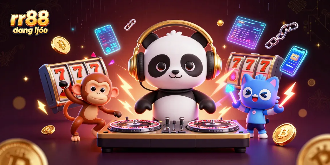 Engage with rr88 đăng nhập featuring a lively scene of characters in a casino setting.