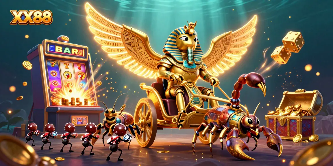 Experience thrilling jackpots and adventures in XX88 with this vibrant casino illustration.