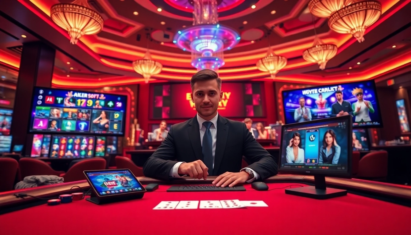 Experience the excitement of ev88win.live with a modern online casino interface showcasing vibrant gaming elements.
