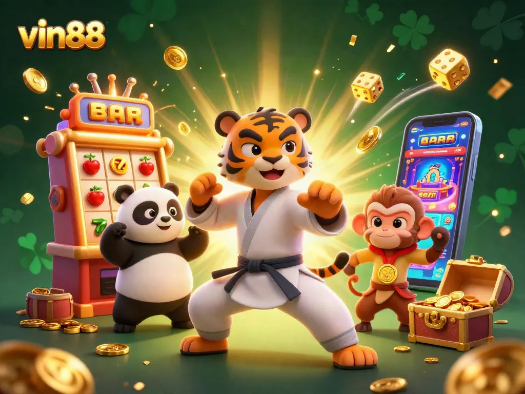 Experience thrilling wins at vin88 with dynamic slot games featuring vibrant characters in an exciting casino scene.