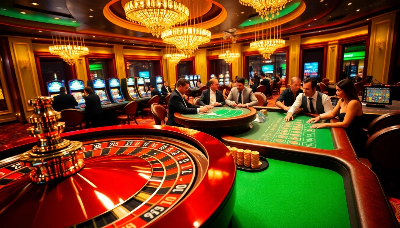 Players enjoying a thrilling gambling experience at bet888 with a lively roulette wheel and energized atmosphere.