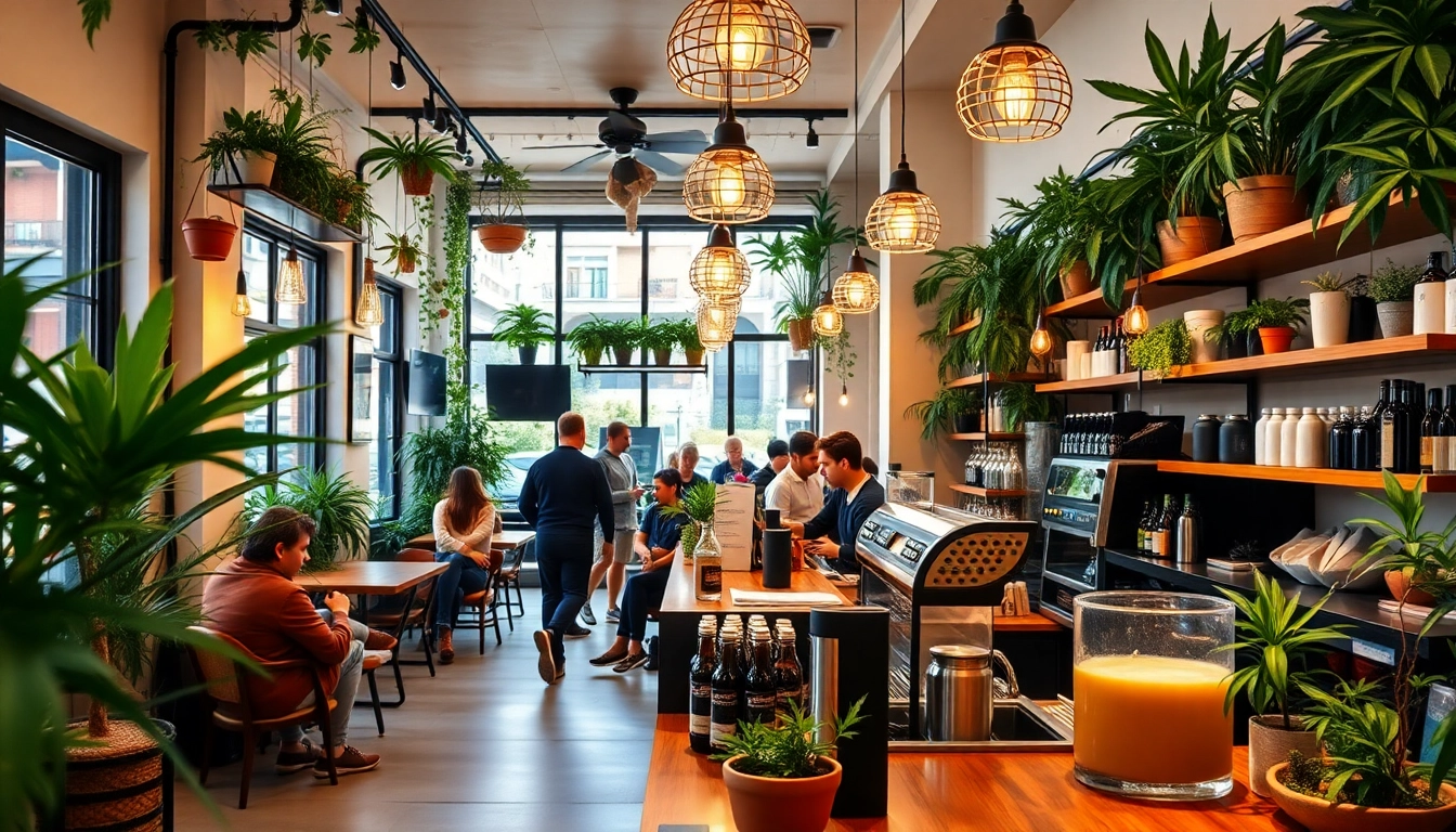 Experience the best vibes at a Cannabis Coffee Shop Madrid, showcasing a lively atmosphere and delicious cannabis-infused drinks.