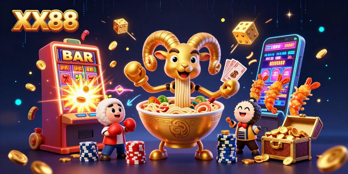 Experience the thrill of winning at XX88 with dynamic casino illustrations featuring vibrant gaming characters.