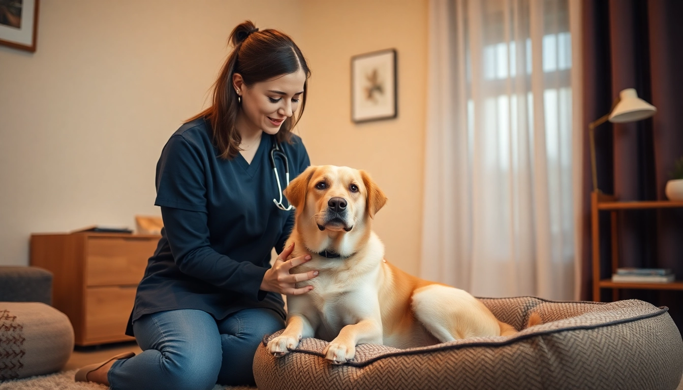 Engage in depression treatment with a supportive psychologist and therapy dog in a warm environment.
