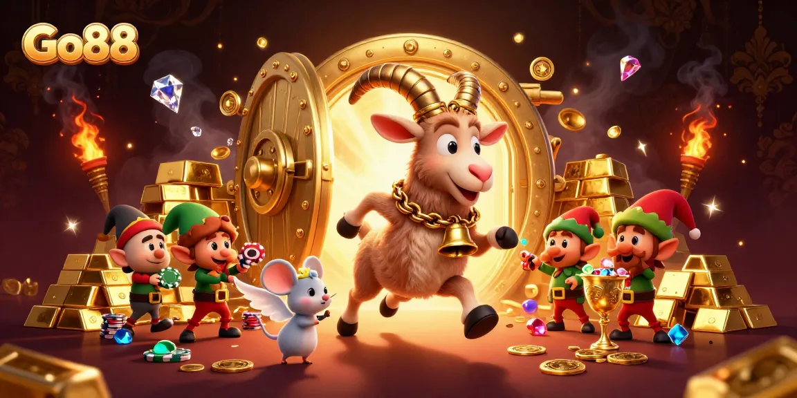 Experience Go88's thrilling casino action with Krampus and festive chaos in this enchanting 3D scene.