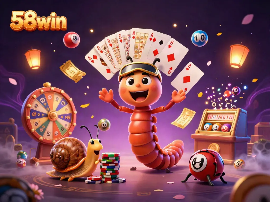 Experience 58win with vibrant gaming action featuring a dealer, high-roller, and excitement.