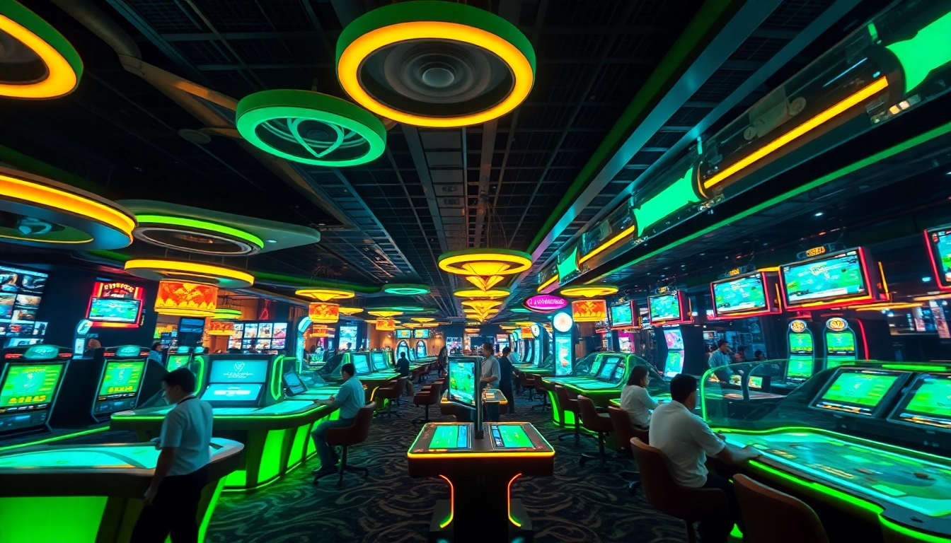 Experience the excitement of New Technology in a casino setting with digital displays and holographic games.
