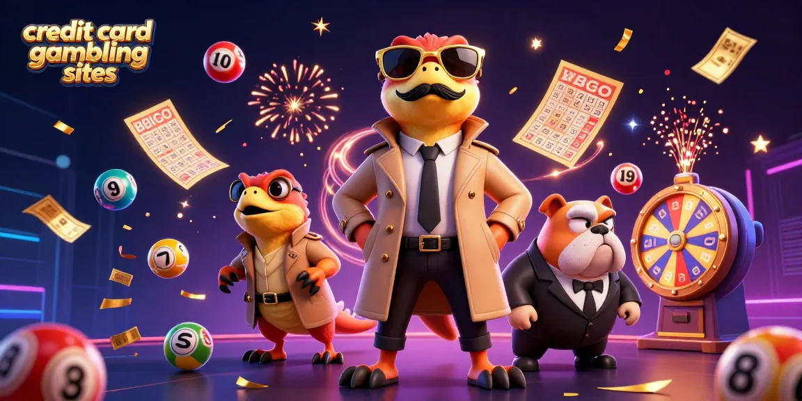 Engage in credit card gambling sites with vibrant lottery elements and playful raptors in a casino scene.