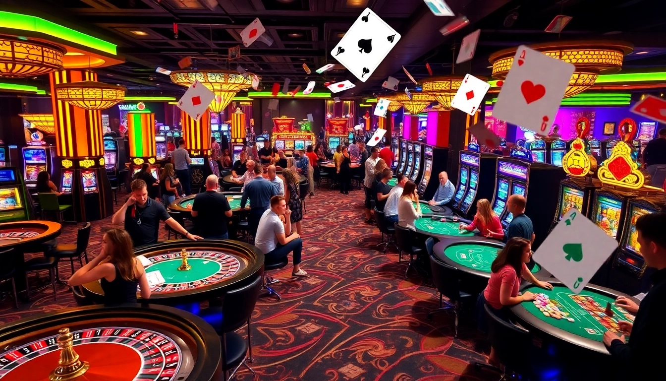 KJC AC 3 Casino scene with players at roulette tables and slot machines, illustrating an exciting gambling experience.