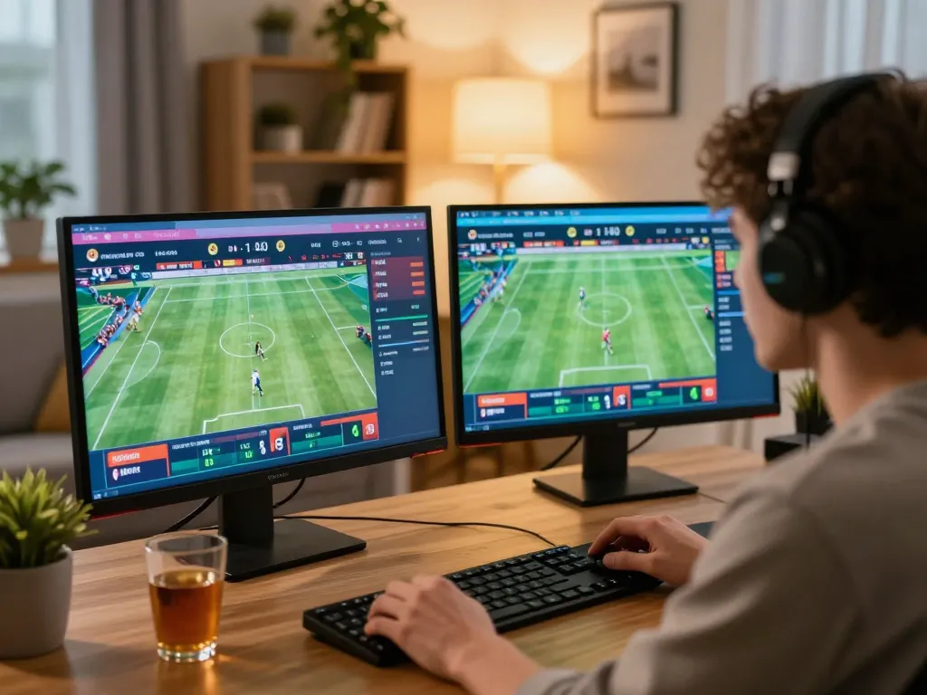 Engaged in open 88 sports betting from home with live screens and a cozy atmosphere