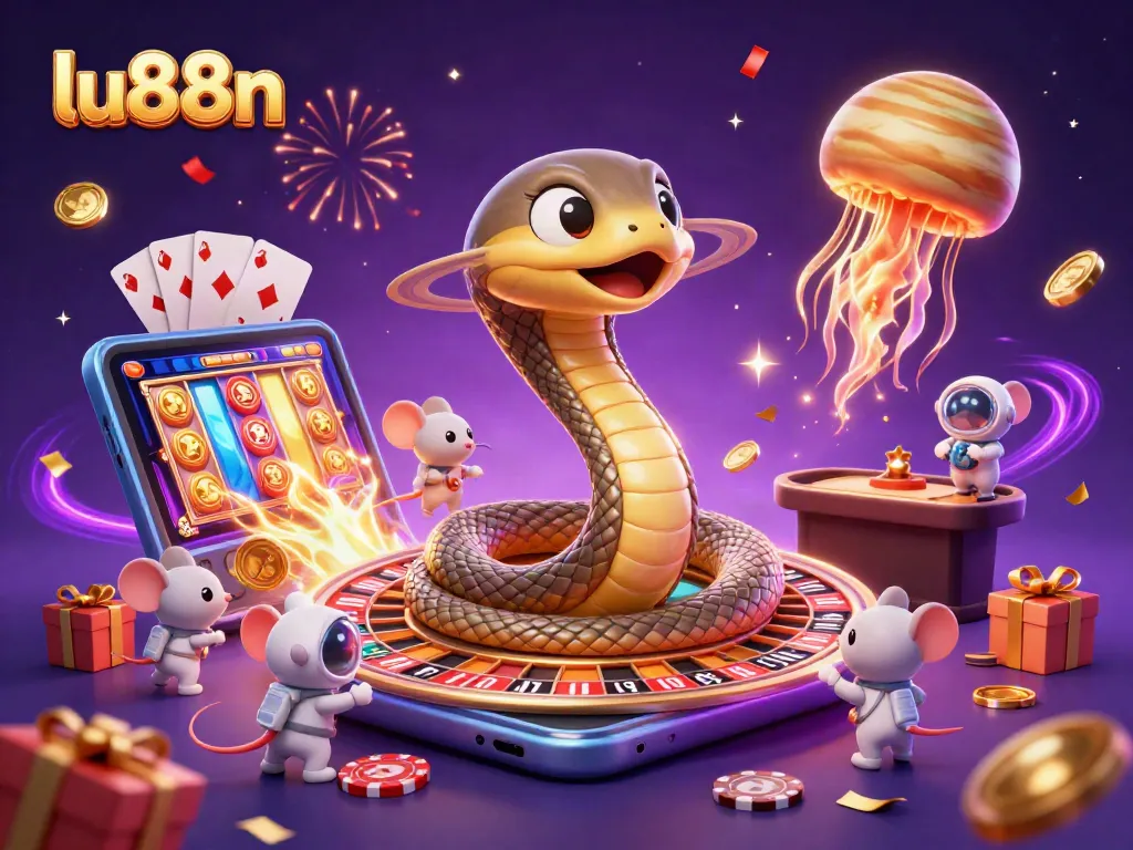 Experience winning thrills with lu88n as cosmic characters engage in gambling action.