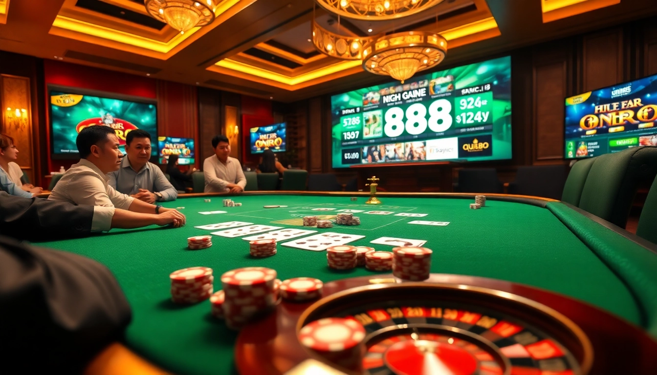 Experience the excitement of UU88 online gambling with vibrant poker chips and a spinning roulette wheel.
