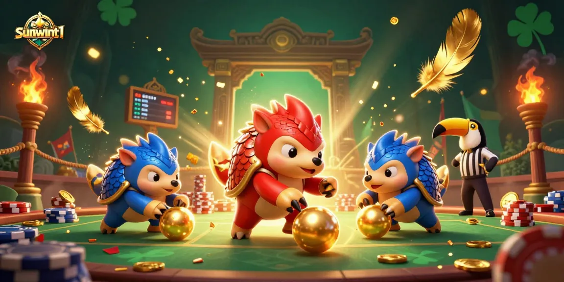 Experience thrilling gameplay with sunwint1 as pangolins compete in a vibrant casino scene.