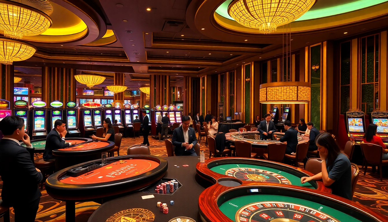 Exciting scene at Trang chủ thabet, showcasing vibrant casino tables and players engaging in thrilling games.