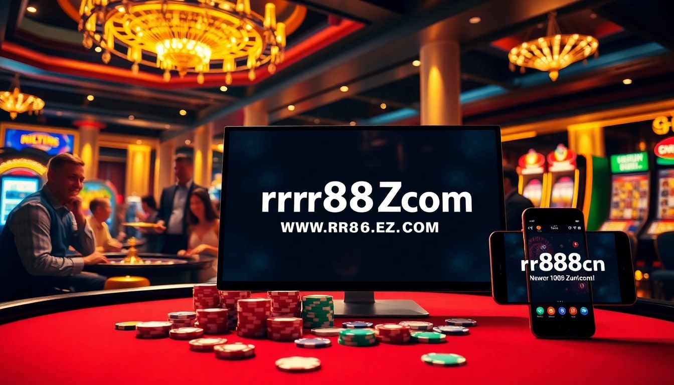Engaging online gambling scene with https://rr88ez.com/ featuring a vibrant casino atmosphere.