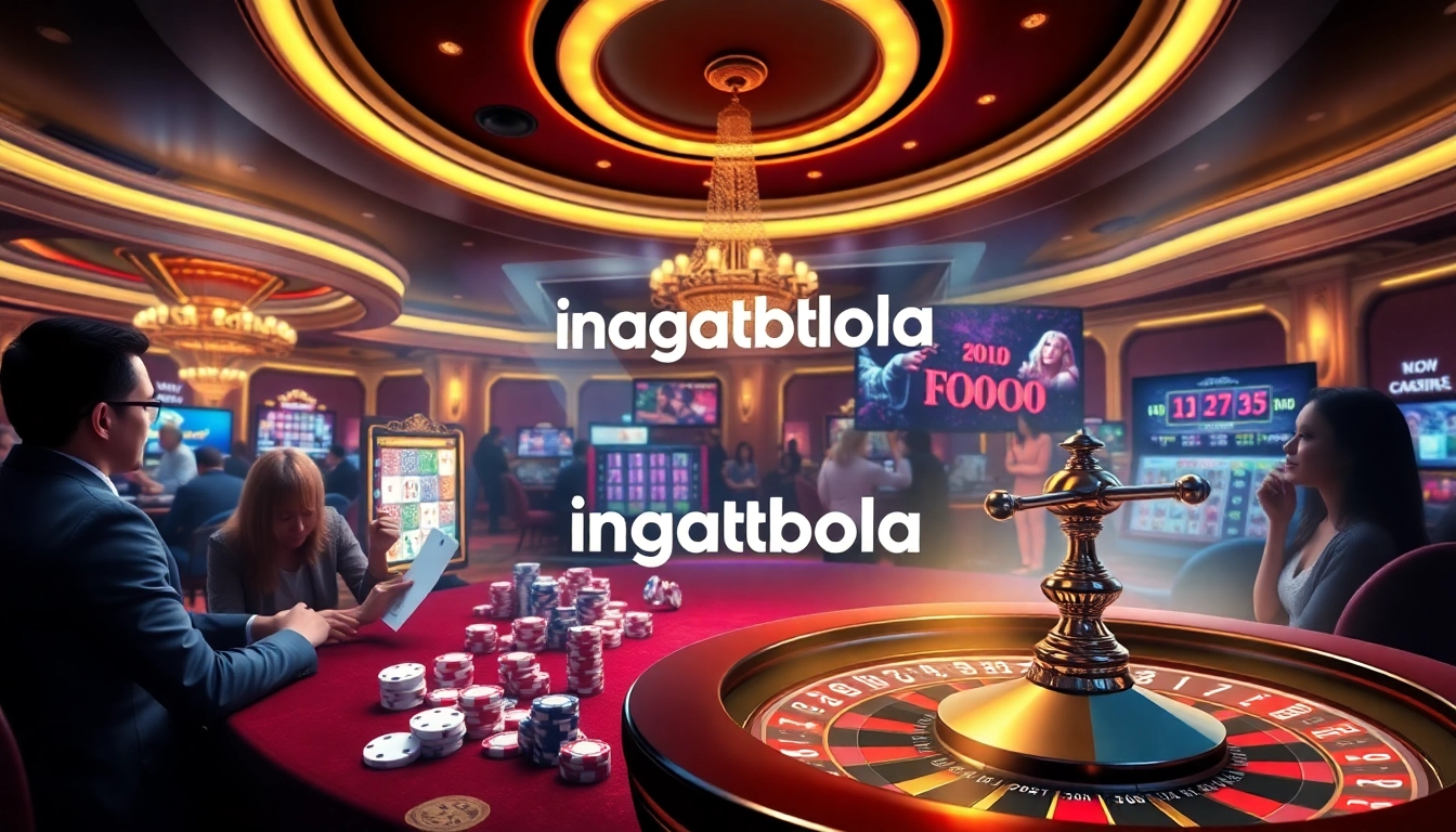 Players enjoying thrilling online gambling at ingatbola, featuring poker, slots, and roulette.
