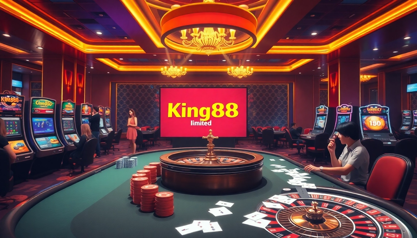 Players enjoying high-stakes poker at King88.limited in a luxurious casino environment.