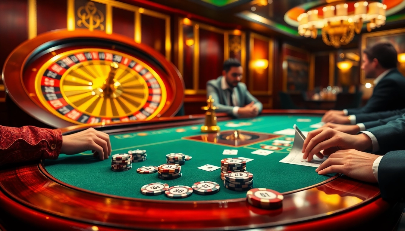Players strategize at a poker table in a luxurious casino featuring 88i-themed poker chips.