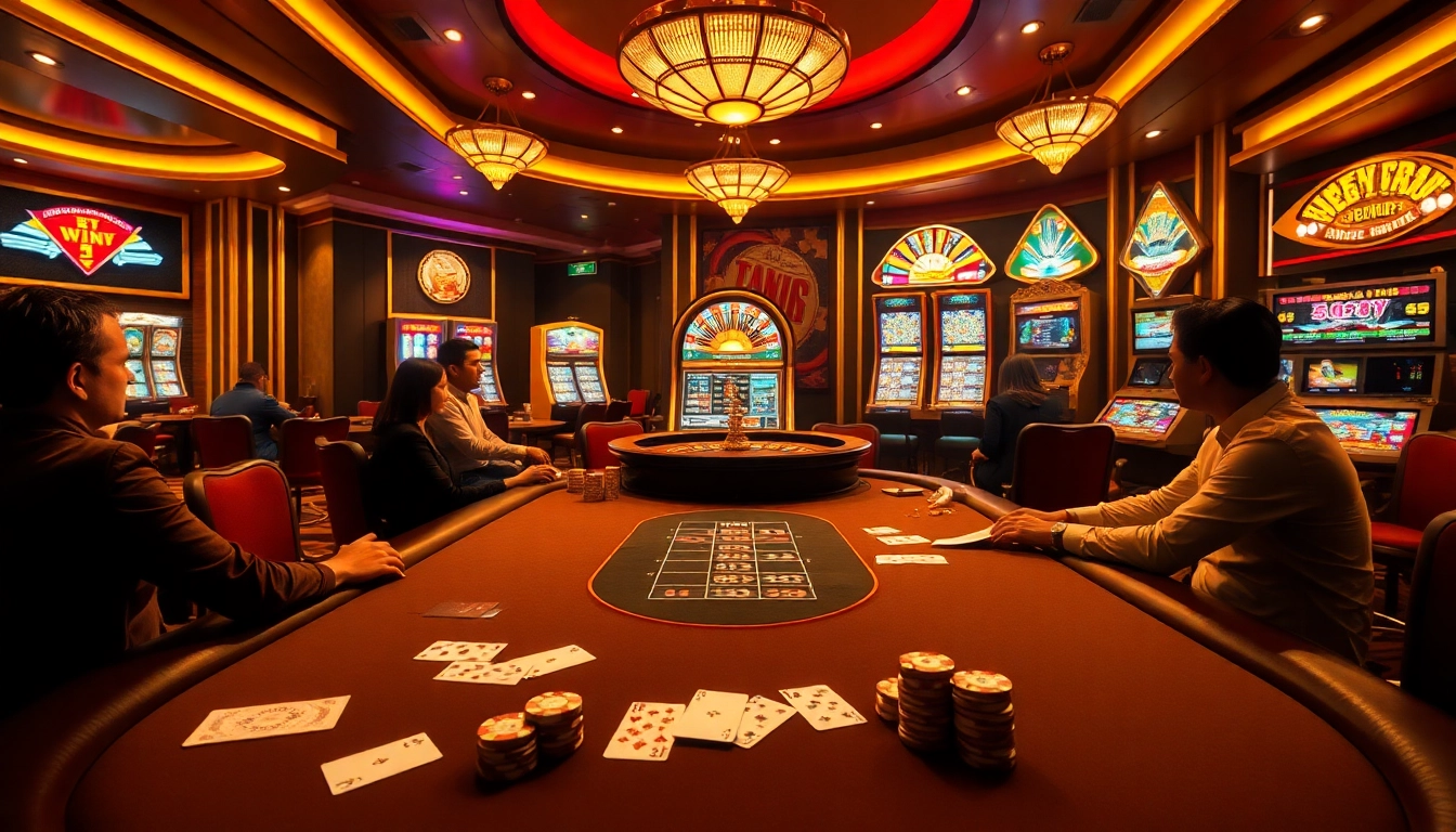 Experience the thrill of high-stakes gambling at BL555 with vibrant slot machines and poker tables.