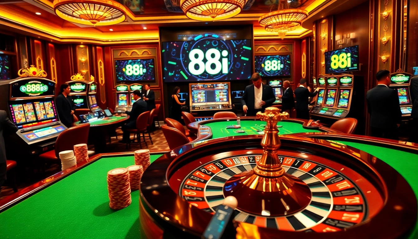 78i casino scene showcasing poker chips, roulette, and players immersed in excitement