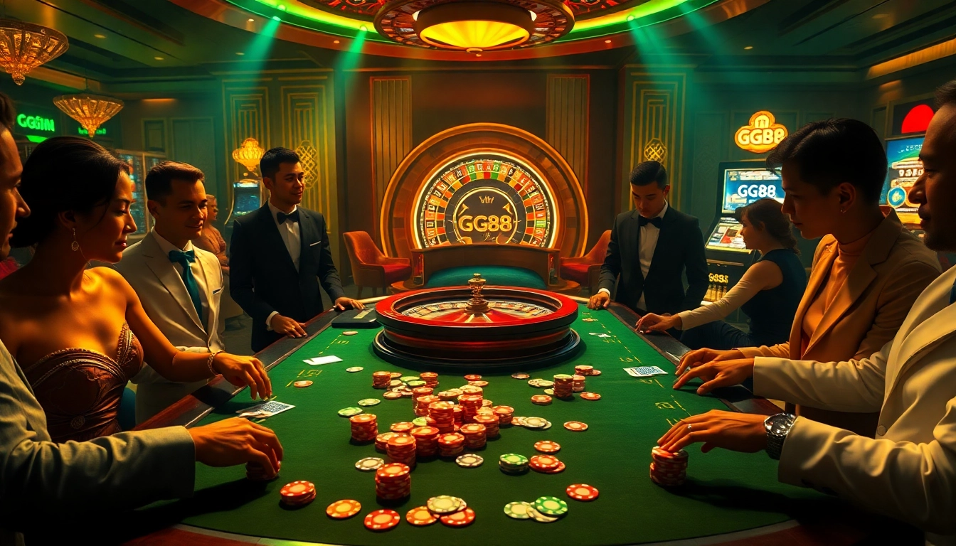 Experience the thrill of GG88 at a vibrant casino table filled with excitement and luxury.