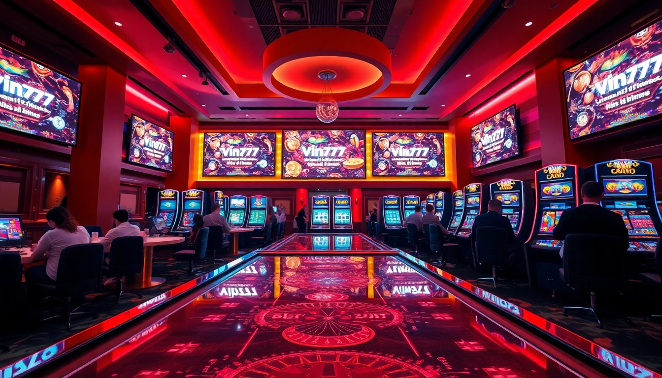 Exciting gaming scene at vin777.gb.net showcasing vibrant online casino atmosphere.