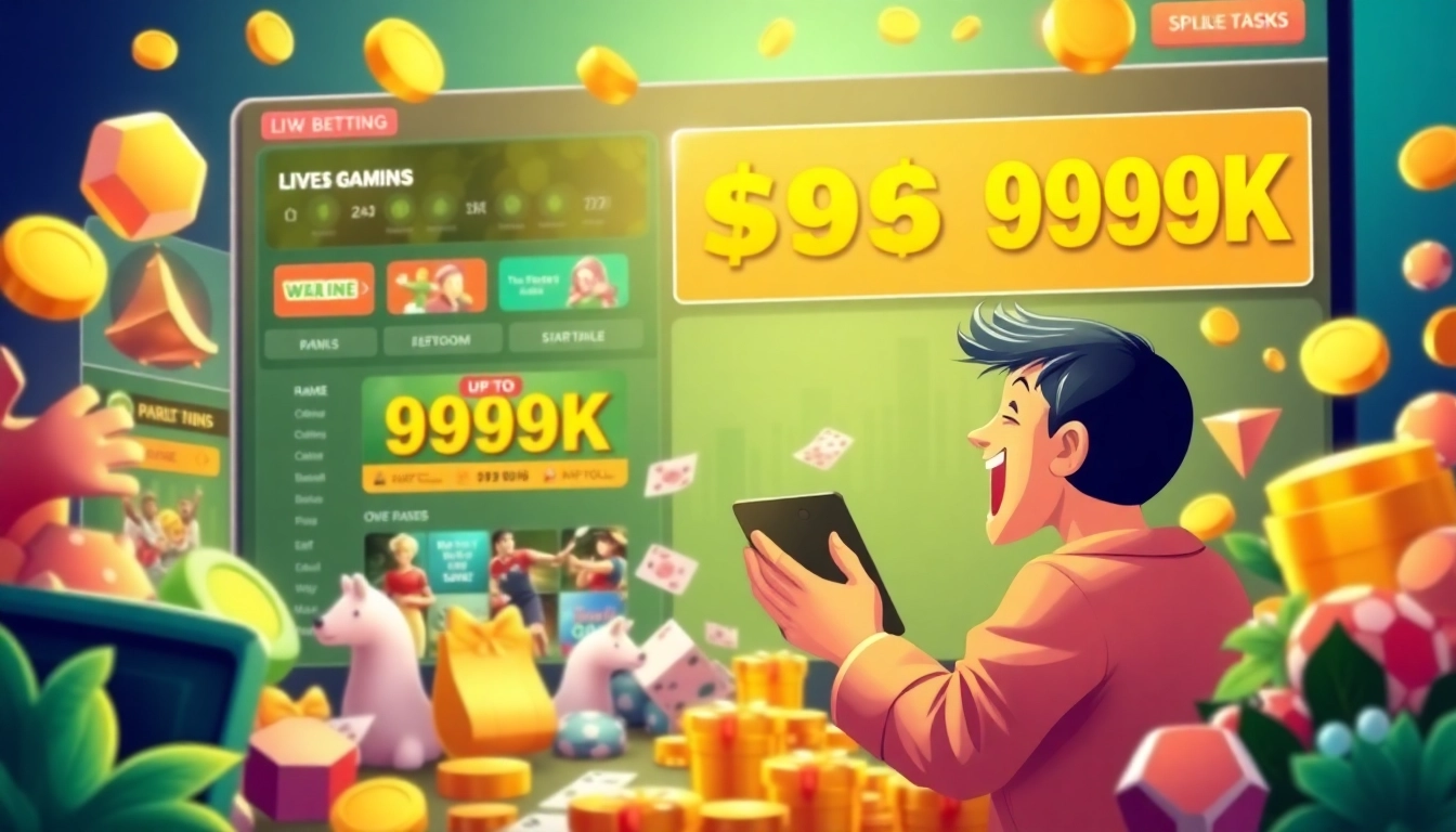 Illustration of luckywin.name online casino interface with vibrant colors and user-friendly layout.