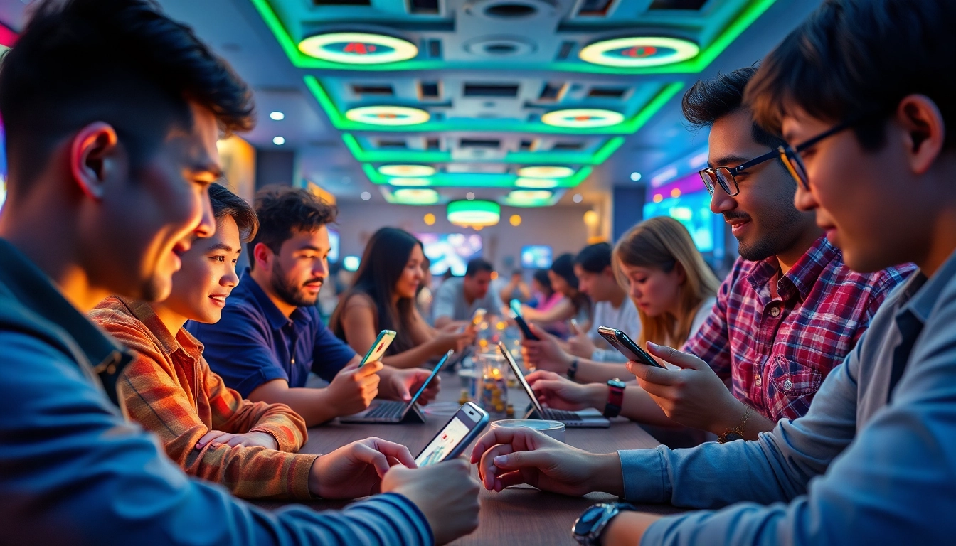 The engaging online gaming experience at topgamebaidoithuong.mx with excited players participating in card games.