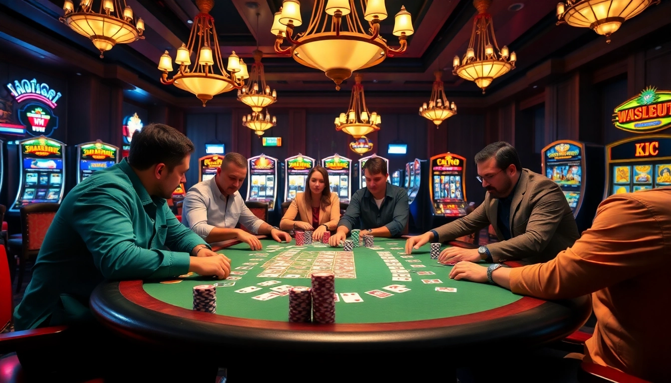 KJC poker table with high-stakes players engaged in an exciting game of cards.