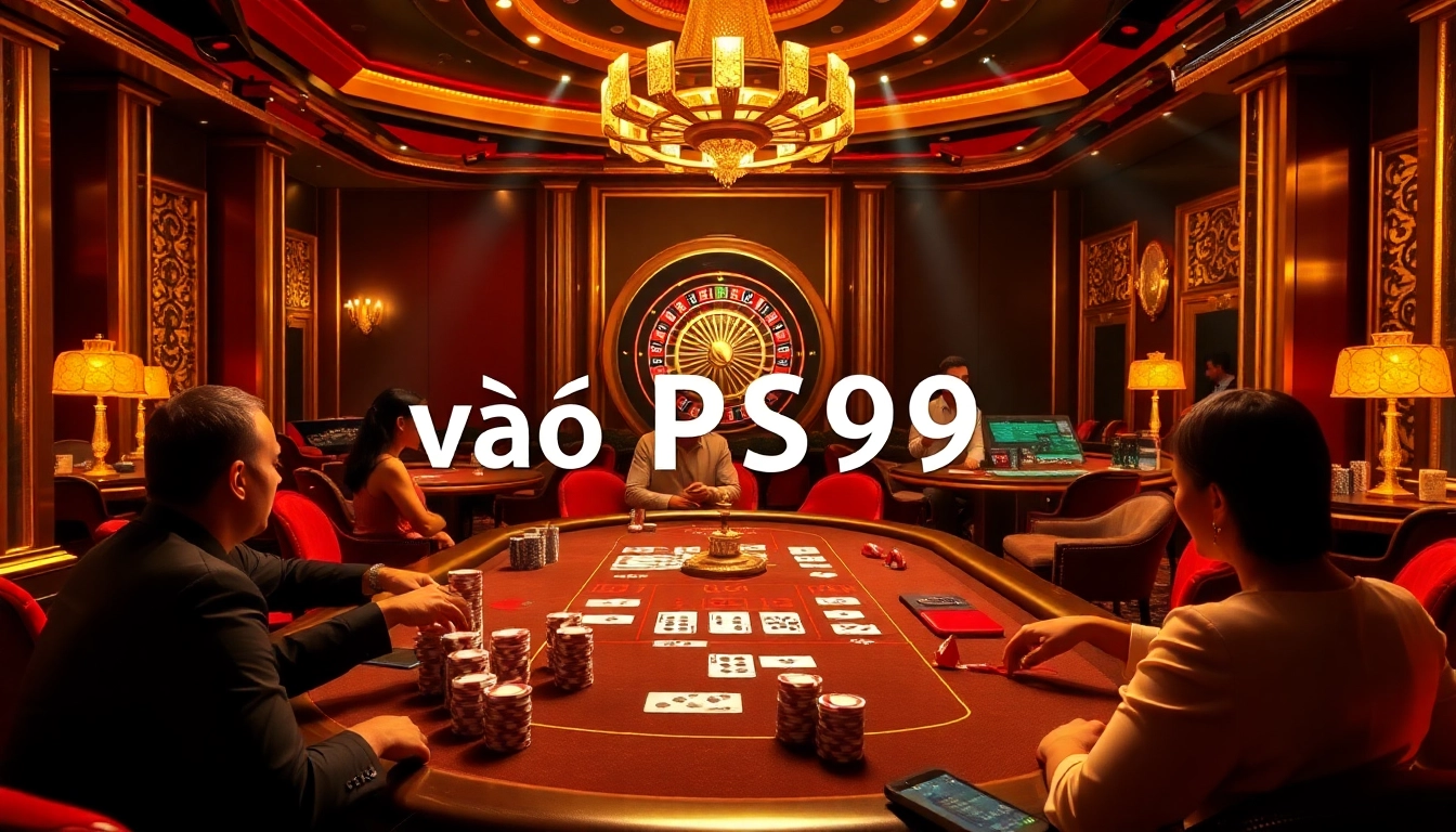 Engage in the excitement of vào PS99 with a glamorous casino table filled with chips and cards.