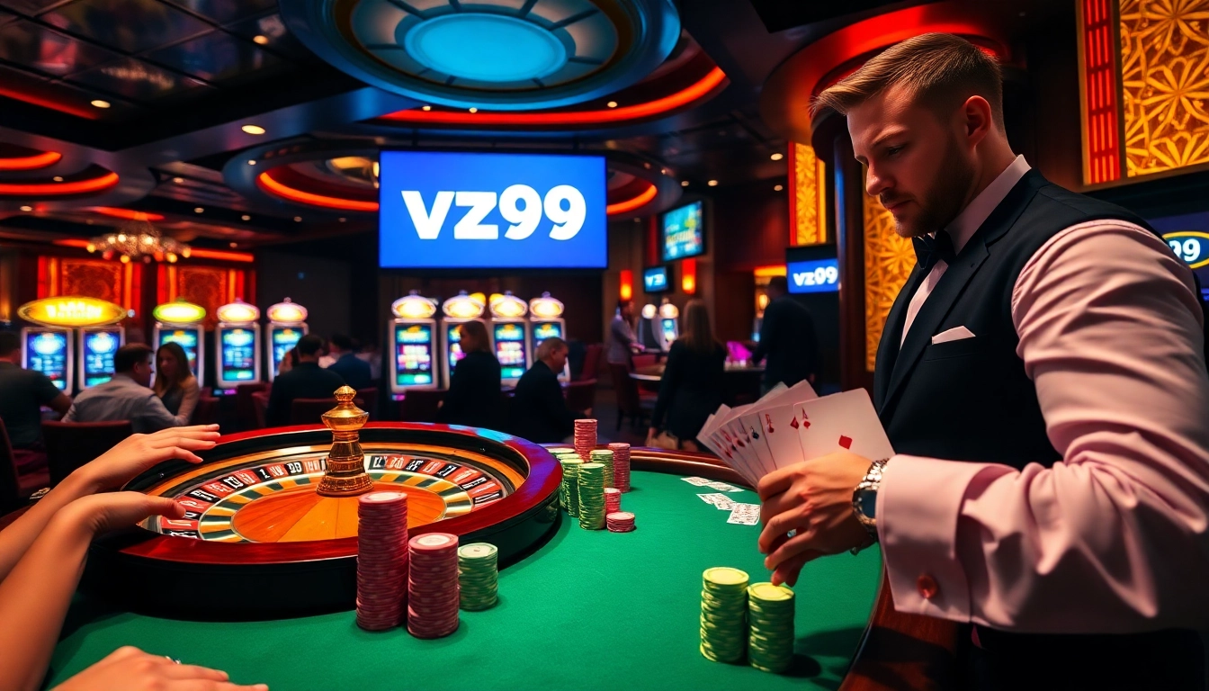 Experience the excitement of vz99 casino gaming with vibrant roulette and poker action.